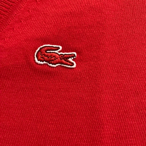 NWT Lacoste V-neck Jersey Sweater - Cherry Red - Picture 5 of 9